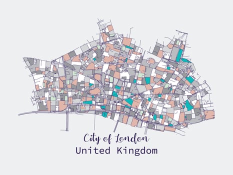 City of London Urban street roads color map vector
