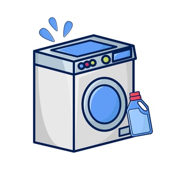 washing machine with bottle detergent illustration vector
