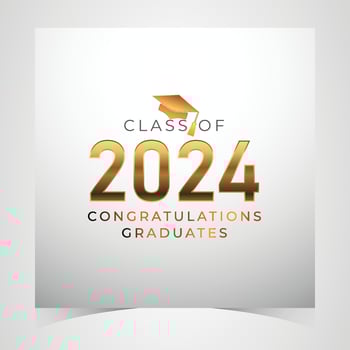 Class of 2024 Congratulations Graduates. Academic Cap and Diploma Graduation Ceremony. Vector Template for Senior Class of University, Year 2024 Banner, Party, High School or College Graduate