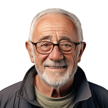 AI generated a happy older man smiling for the camera isolated. png