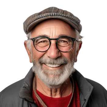 AI generated a happy older man smiling for the camera isolated. png