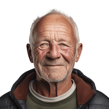 AI generated a happy older man smiling for the camera isolated. png