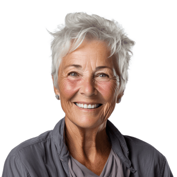 AI generated an older woman wearing a white shirt. png