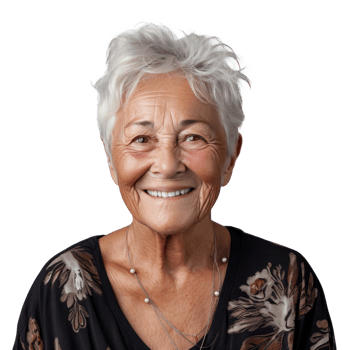 AI generated an older woman wearing a white shirt. png