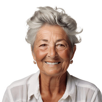 AI generated an older woman wearing a white shirt. png