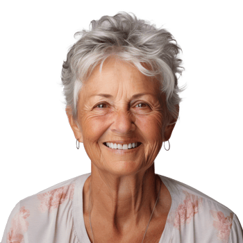 AI generated an older woman wearing a white shirt. png