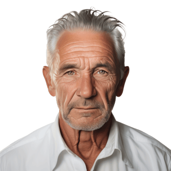 AI generated a happy older man smiling for the camera isolated. png