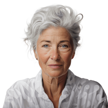 AI generated an older woman wearing a white shirt. png