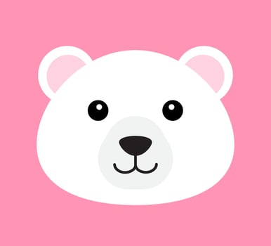 Vector flat cartoon polar bear face