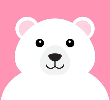 Vector flat cartoon polar bear face