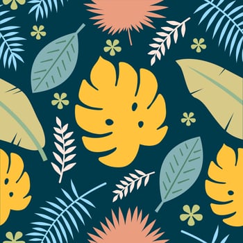 Tropical leaves seamless pattern vector