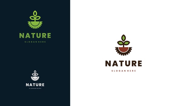 Nature industrial logo design modern concept vector