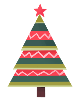 Colorful Christmas tree hand drawn style png