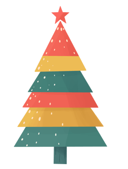 Colorful Christmas tree hand drawn style png