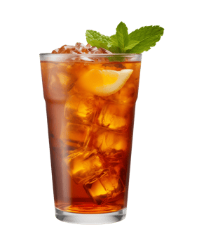 AI generated a glass of iced tea isolated on a transparent background, cut out, PNG