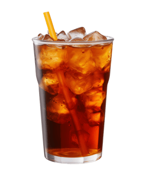 AI generated a glass of iced tea isolated on a transparent background, cut out, PNG