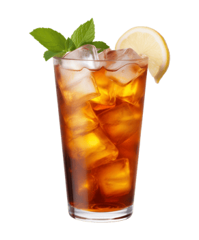 AI generated a glass of iced tea isolated on a transparent background, cut out, PNG