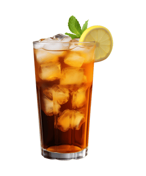AI generated a glass of iced tea isolated on a transparent background, cut out, PNG