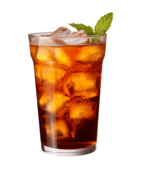 AI generated a glass of iced tea isolated on a transparent background, cut out, PNG