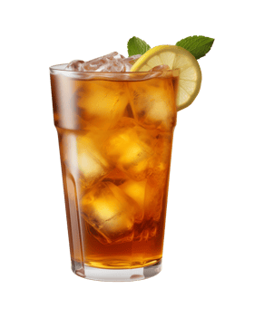 AI generated a glass of iced tea isolated on a transparent background, cut out, PNG