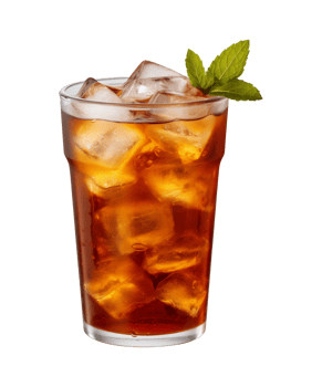 AI generated a glass of iced tea isolated on a transparent background, cut out, PNG