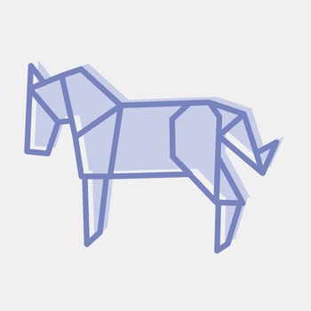 Icon horse origami. Chinese Zodiac elements. Icons in two tone style. Good for prints, posters, logo, advertisement, decoration,infographics, etc. vector