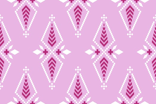 Pink traditional ethnic pattern paisley flower Ikat background abstract Aztec African Indonesian Indian seamless pattern for fabric print cloth dress carpet curtains and sarong vector
