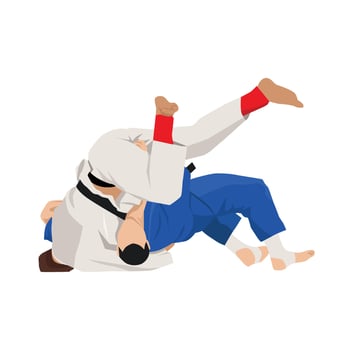 Athlete judoist, judoka, fighter in a duel, fight, match. Judo sport, martial art. vector