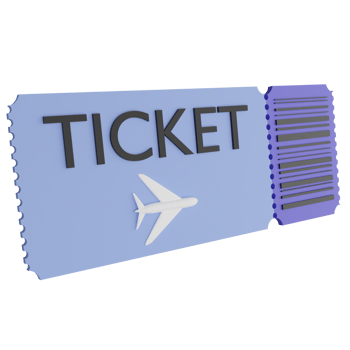 Airport ticket clipart flat design icon isolated on transparent background, 3D render Summer and travel concept png