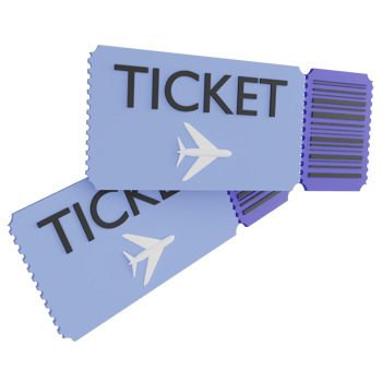 Airport tickets clipart flat design icon isolated on transparent background, 3D render Summer and travel concept png