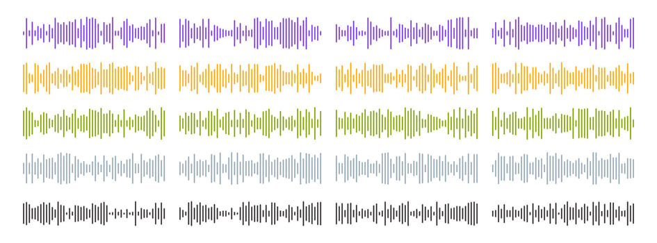 Set of sound waves. Audio equalizer technology, pulse music. Audio player. illustration. vector