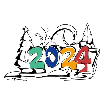 Happy New Year 2024 May this year be filled with joy, happiness, and success. Wishing everyone all the best in the upcoming year vector