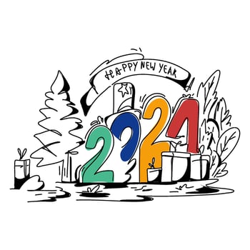 Happy New Year 2024 May this year be filled with joy, happiness, and success. Wishing everyone all the best in the upcoming year vector