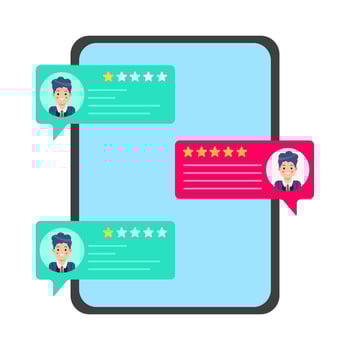 review star with comment customer in tab illustration vector
