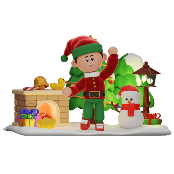 3d boy character christmas Congrats pose png