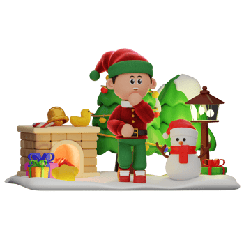 3d boy character christmas Thinking pose png