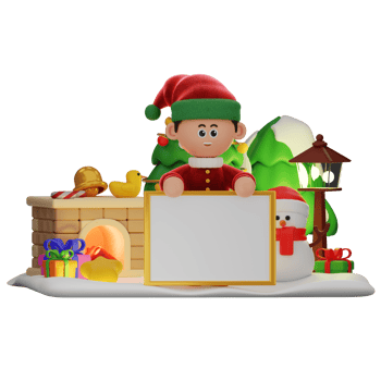 3d boy character christmas Standing Behind Whiteboard pose png