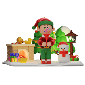 3d boy character christmas Holding Confetti pose png