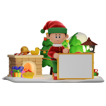 3d boy character christmas With a Whiteboard pose png
