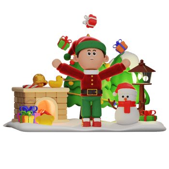 3d boy character christmas Playing With Gifts pose png