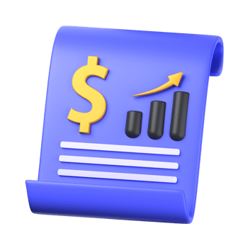 financial report 3d illustration object. 3d financial report of finance concept. growth chart on paper. 3d user finance vector render icon illustration. png
