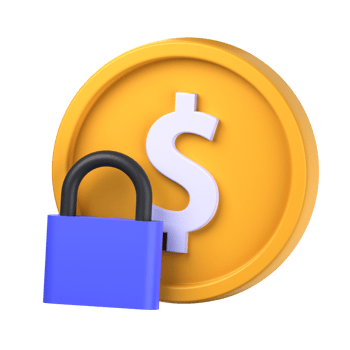 secure money 3d illustration object. 3d secure money of finance concept. money coin dollar. 3d finance vector render icon illustration. png