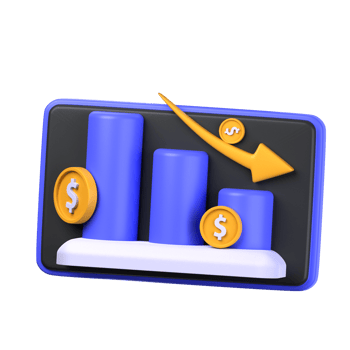 financial loss chart 3d illustration object. 3d financial loss chart of finance concept. Cartoon minimal style. 3d finance vector render icon illustration. png