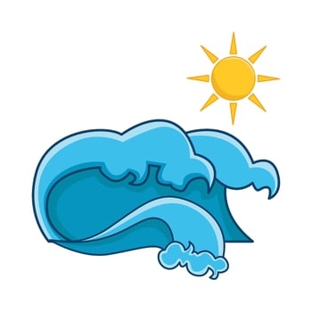 sea wave with sun illustration vector