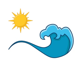 sea wave with sun illustration vector