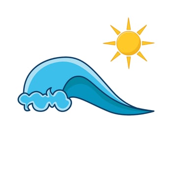 sea wave with sun illustration vector