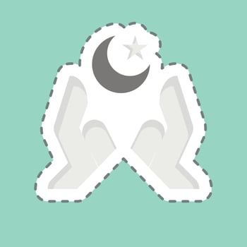 Sticker line cut Hands. related to Ramadan symbol. simple design editable. simple illustration vector