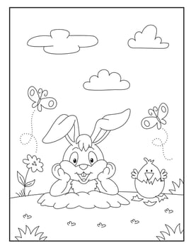 Easter bunny Coloring Pages for Kids vector