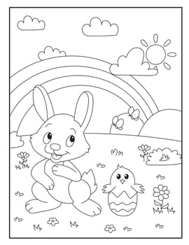 Easter bunny Coloring Pages for Kids vector