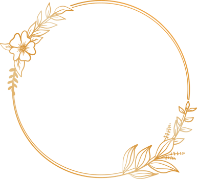 Luxury gold circle floral frame png